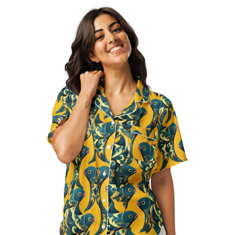 Canary Current on Women's Short Sleeve Pajama Top — Front