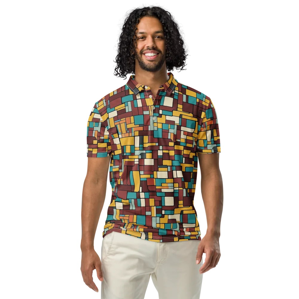 Bauhaus Block Party on Men's Slim Fit Polo Shirt — Front