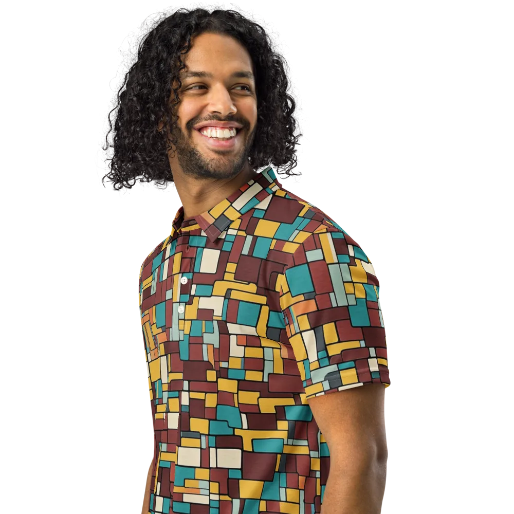 Bauhaus Block Party on Men's Slim Fit Polo Shirt — Left Front