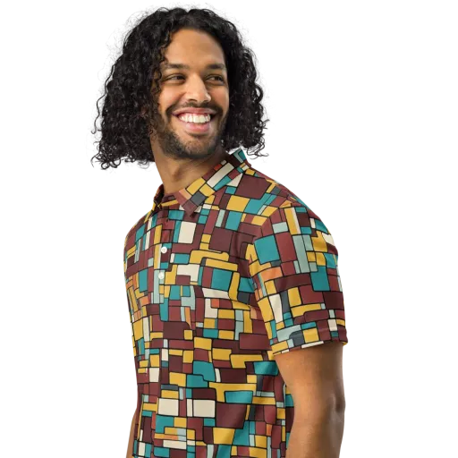 Bauhaus Block Party on a Men's Slim Fit Polo Shirt
