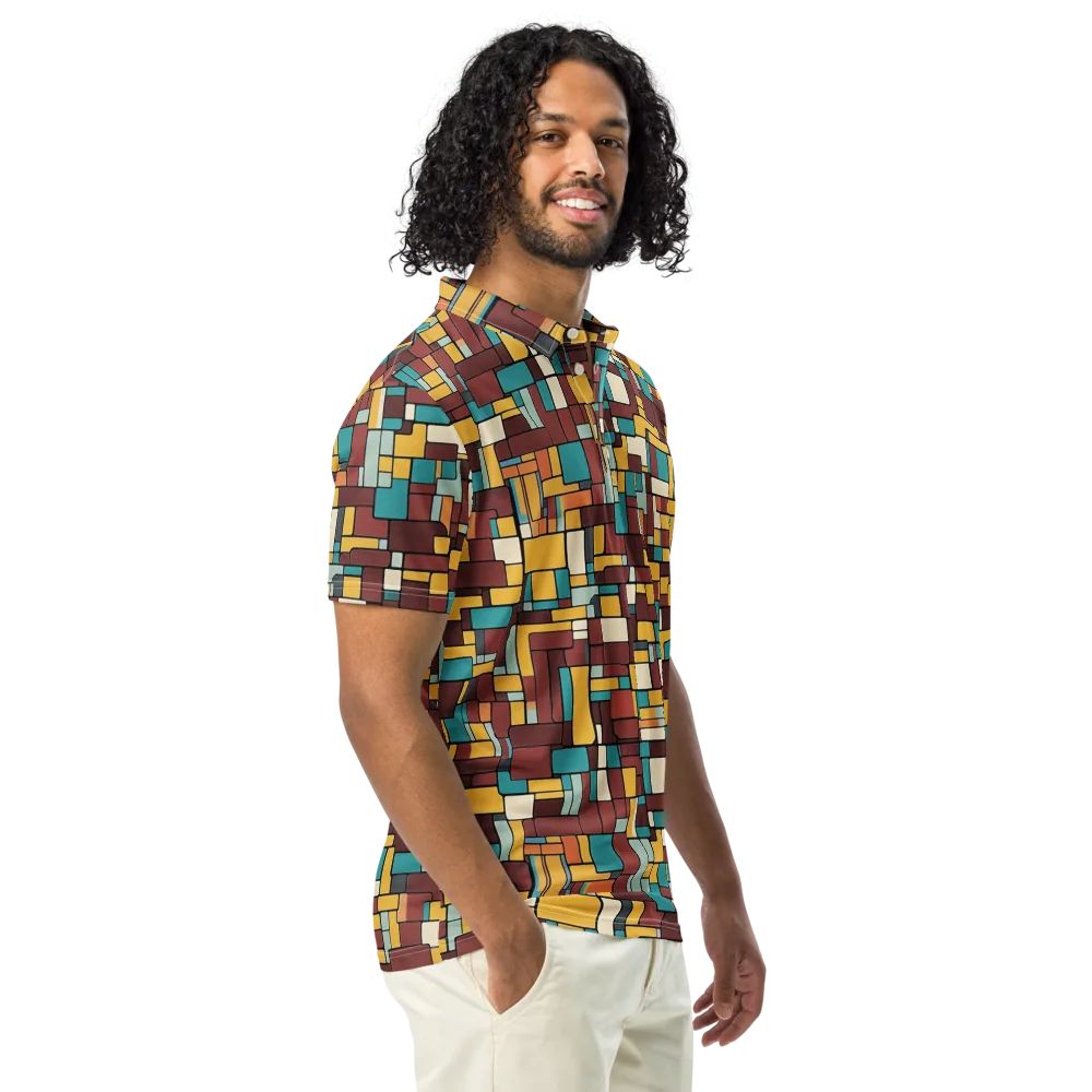 Bauhaus Block Party on Men's Slim Fit Polo Shirt — Right Front