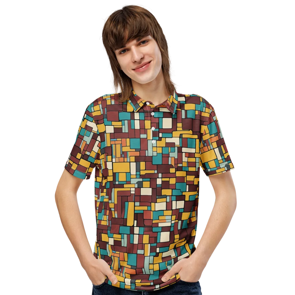 Bauhaus Block Party on Men's Slim Fit Polo Shirt — Front