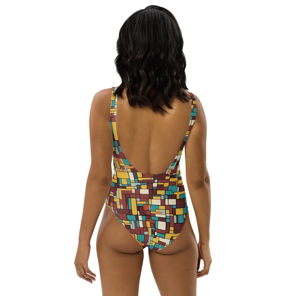 Bauhaus Block Party on One-Piece Swimsuit — Back