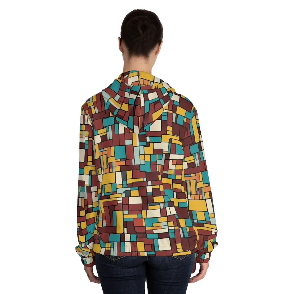 Bauhaus Block Party on Women's Full-Zip Hoodie — Back On Person