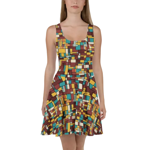 Bauhaus Block Party on a Skater Dress