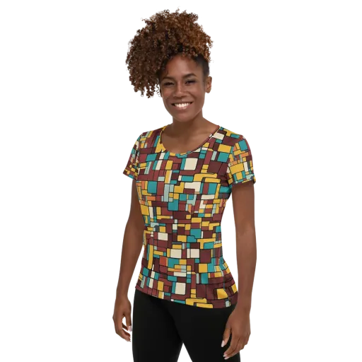 Bauhaus Block Party on a Women's Athletic T-Shirt