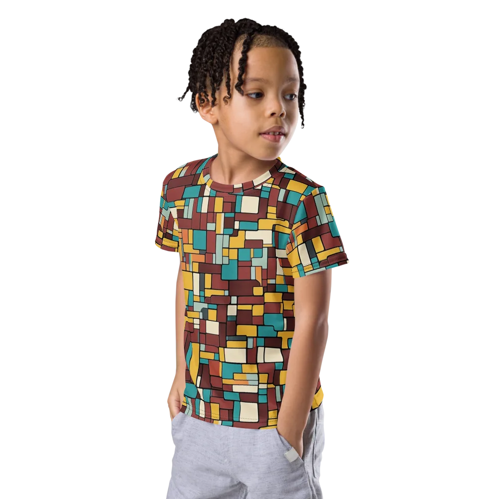 Bauhaus Block Party on Kids Crew Neck T-Shirt — Left Front