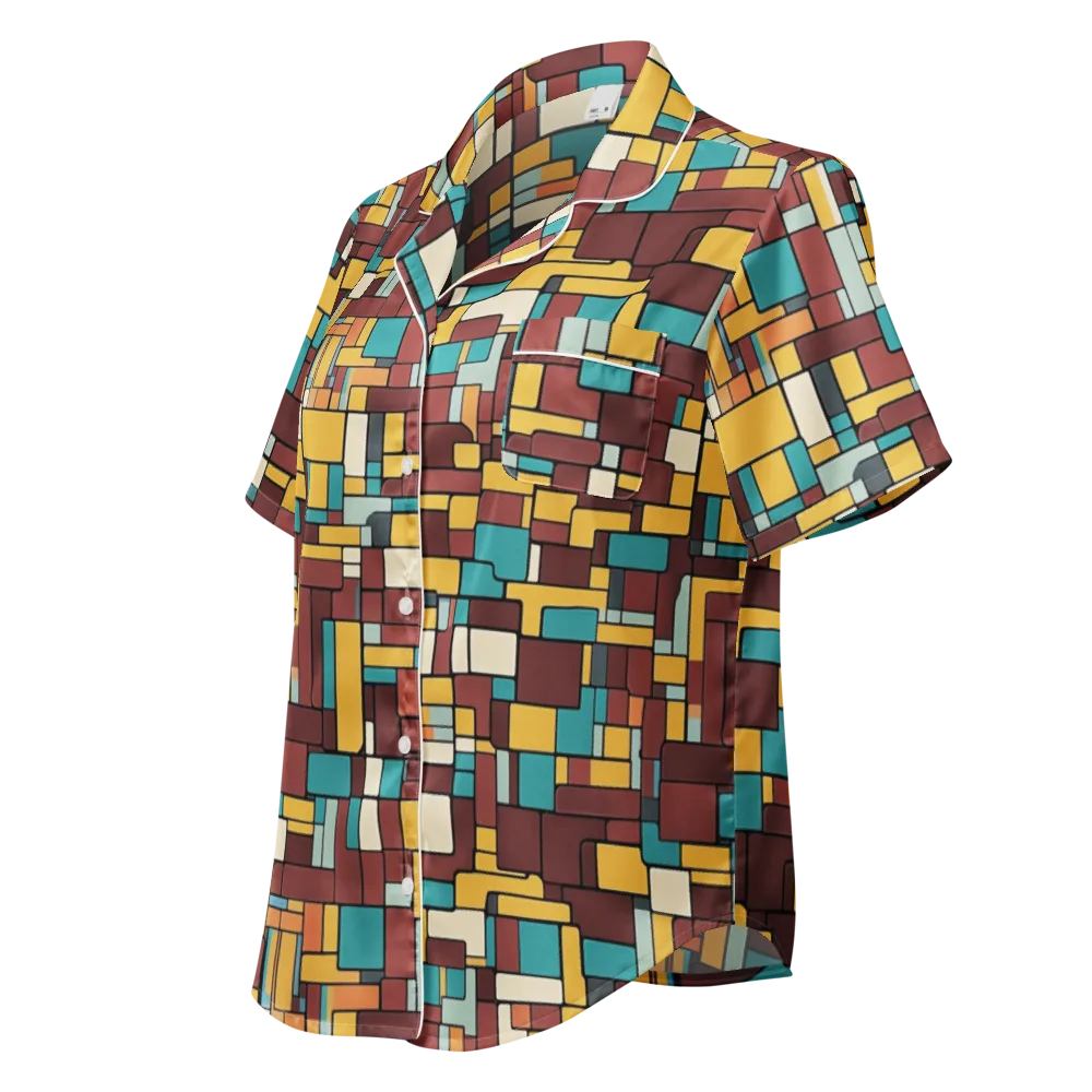 Bauhaus Block Party on Women's Short Sleeve Pajama Top — Left Front