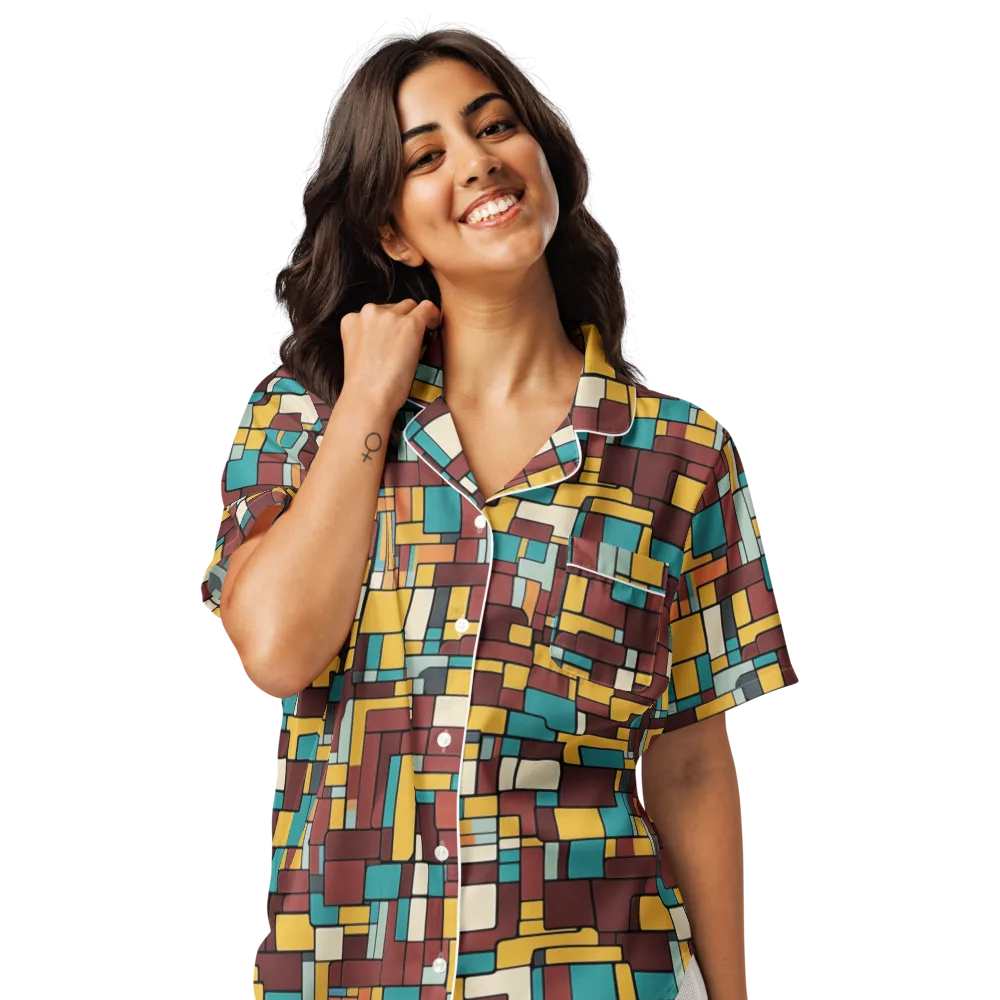 Bauhaus Block Party on Women's Short Sleeve Pajama Top — Front