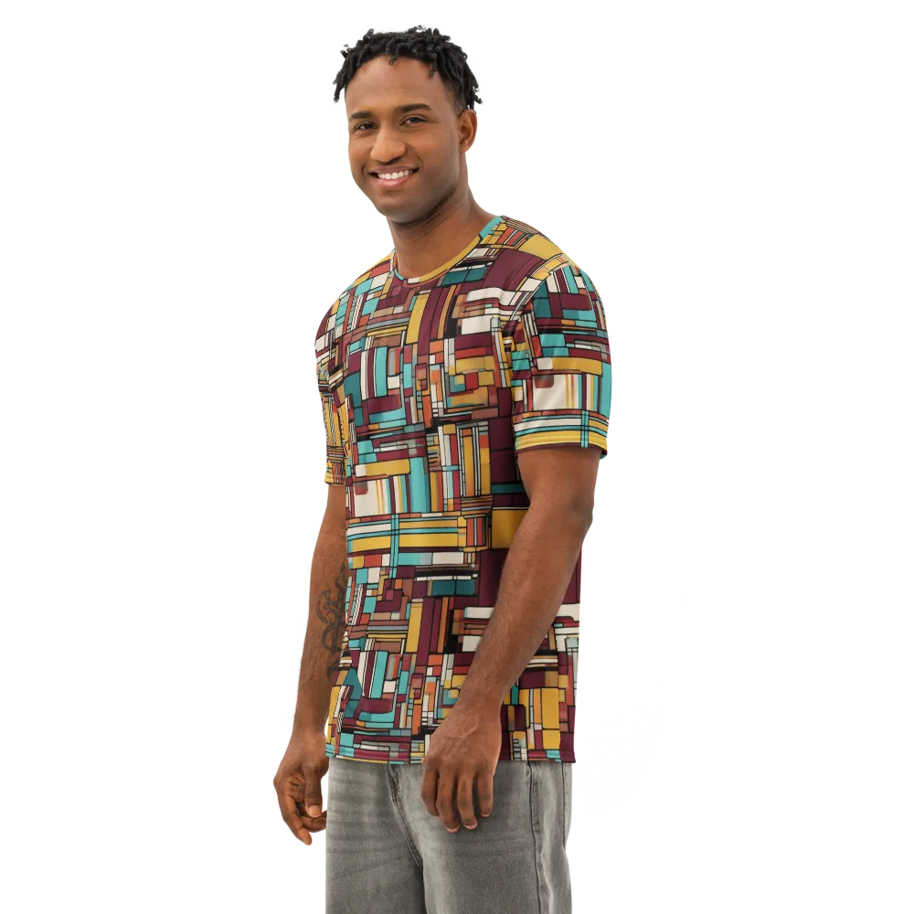 Urban Quilt on Men's Cotton Crew Neck T-Shirt — Left Front