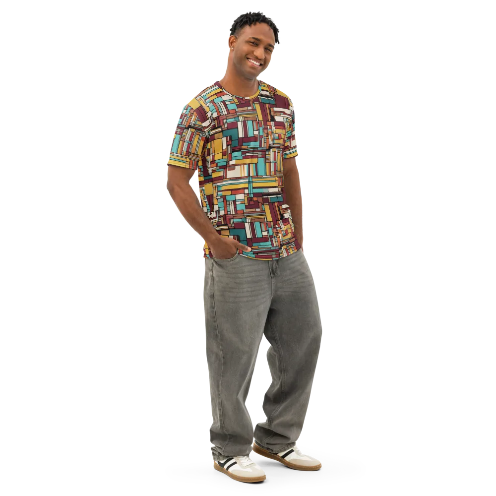 Urban Quilt on Men's Cotton Crew Neck T-Shirt — Right Front