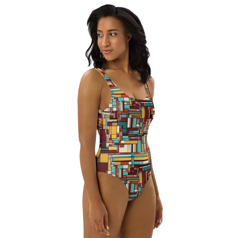 Urban Quilt on One-Piece Swimsuit — Right