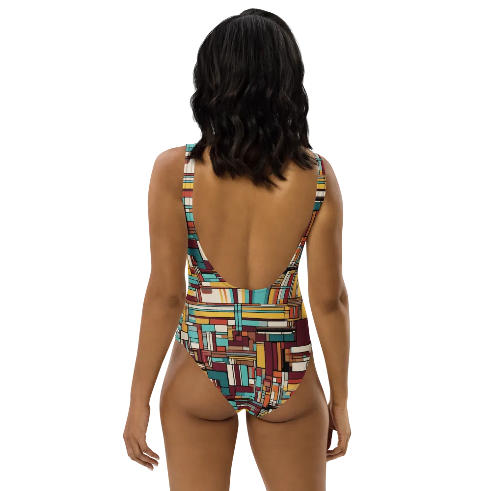 Urban Quilt on One-Piece Swimsuit — Back