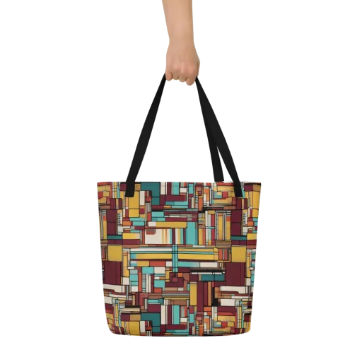 Urban Quilt on a Large Tote Bag W/ Pocket