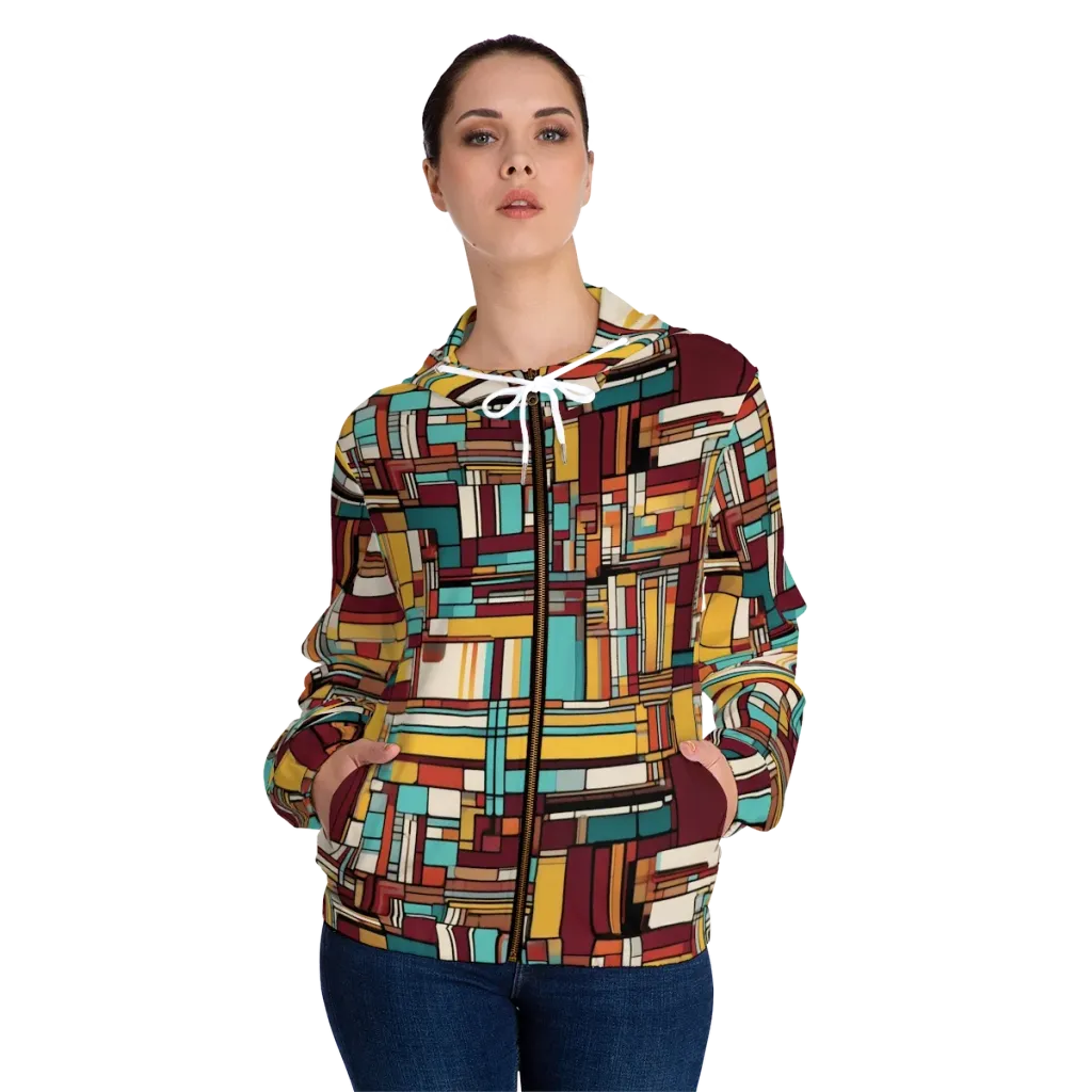 Urban Quilt on Women's Full-Zip Hoodie — Front On Person