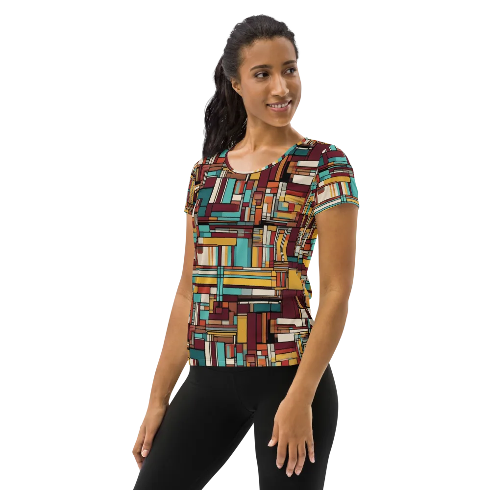 Urban Quilt on Women's Athletic T-Shirt — Left