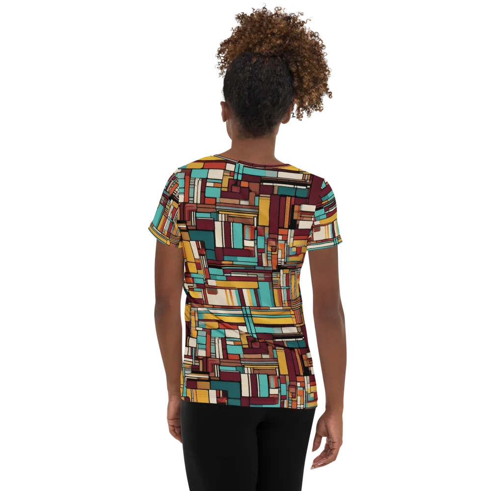 Urban Quilt on Women's Athletic T-Shirt — Back