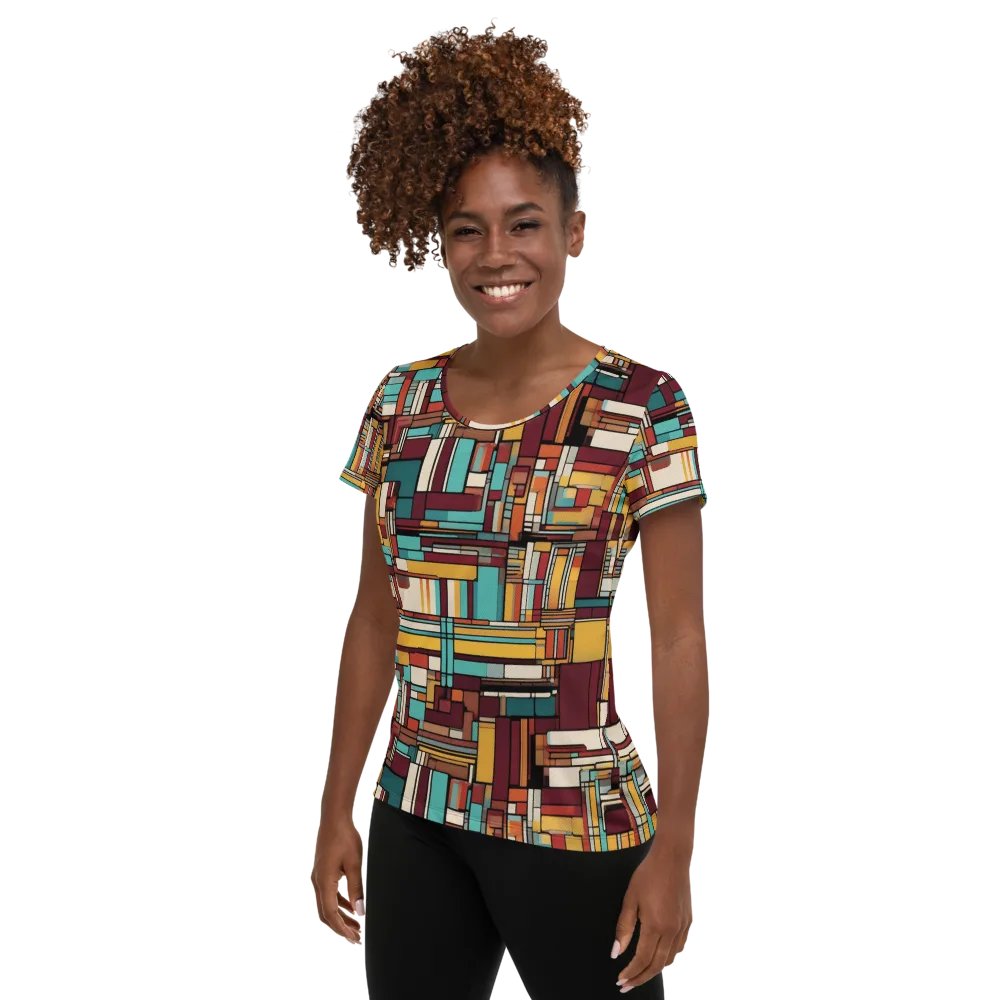 Urban Quilt on Women's Athletic T-Shirt — Left