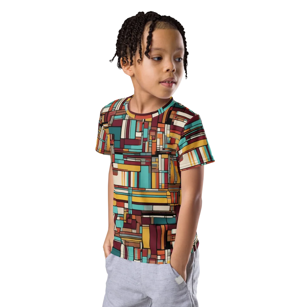 Urban Quilt on Kids Crew Neck T-Shirt — Left Front