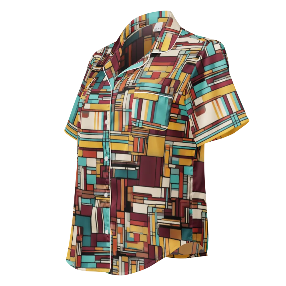 Urban Quilt on Women's Short Sleeve Pajama Top — Left Front