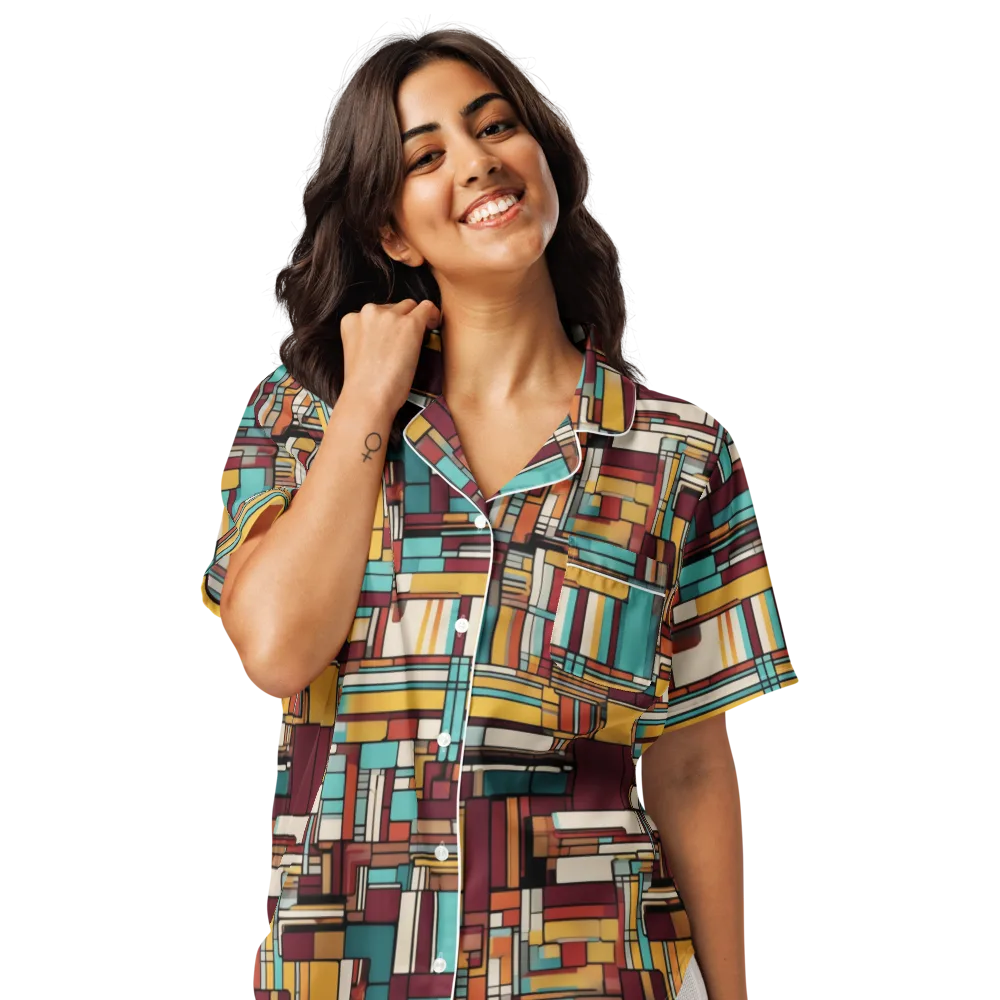 Urban Quilt on Women's Short Sleeve Pajama Top — Front