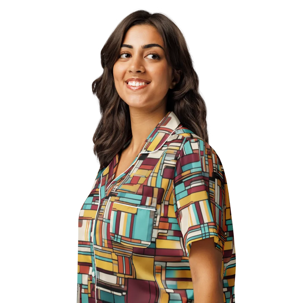 Urban Quilt on Women's Short Sleeve Pajama Top — Left Front