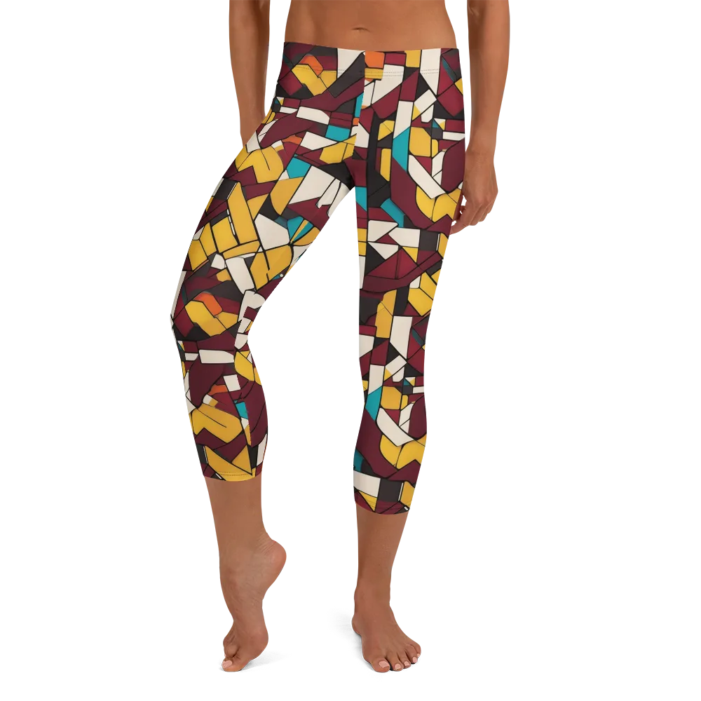 Carmine Circuit on Capri Leggings — Front