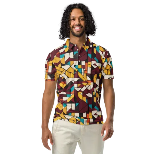 Carmine Circuit on a Men's Slim Fit Polo Shirt