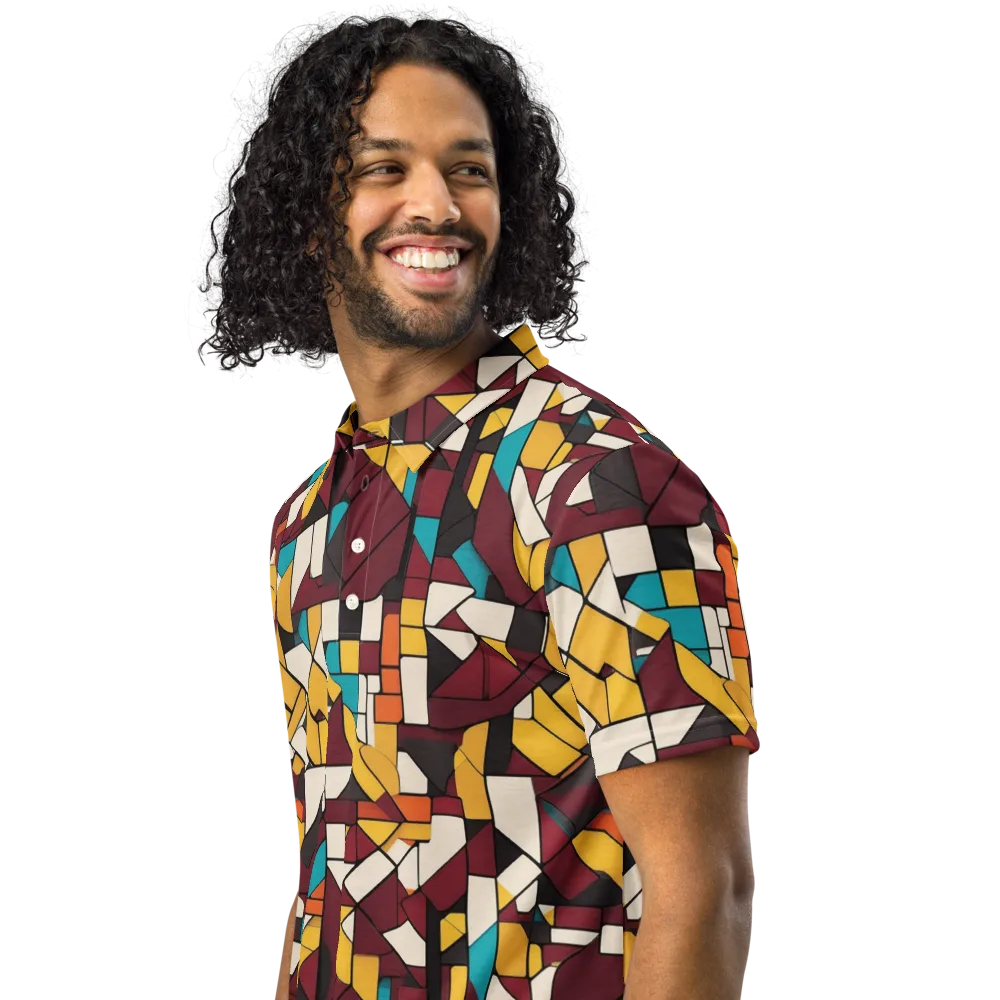 Carmine Circuit on Men's Slim Fit Polo Shirt — Left Front