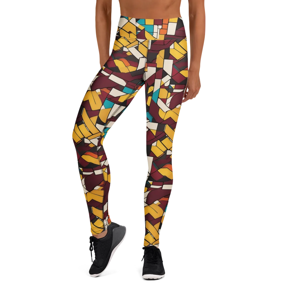 Carmine Circuit on Yoga Leggings — Front