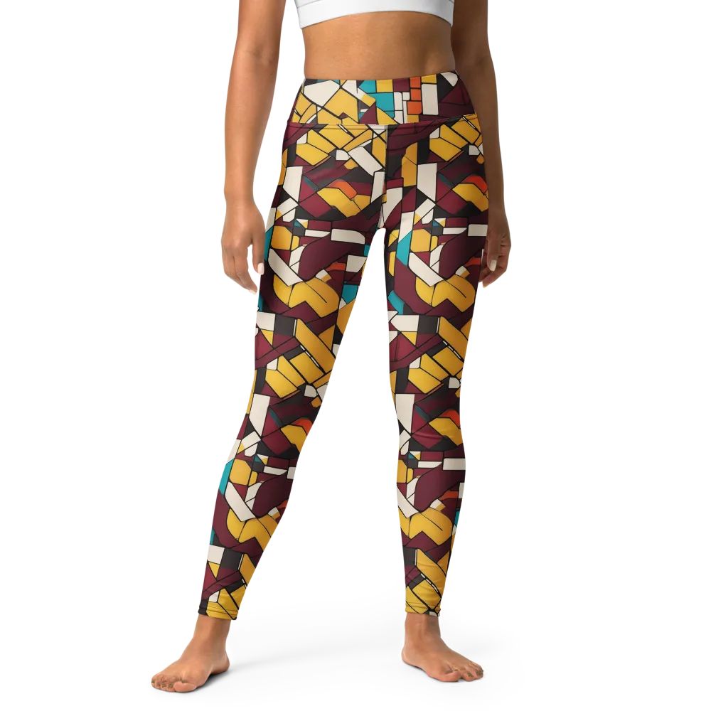 Carmine Circuit on Yoga Leggings — Front