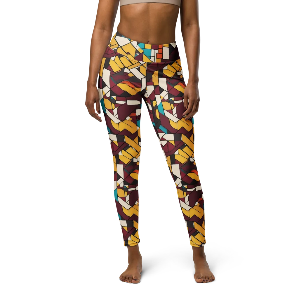 Carmine Circuit on Yoga Leggings — Front