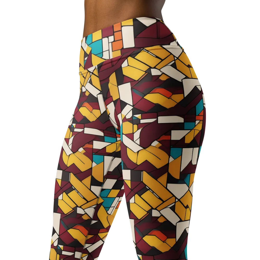 Carmine Circuit on Yoga Leggings — Left Front