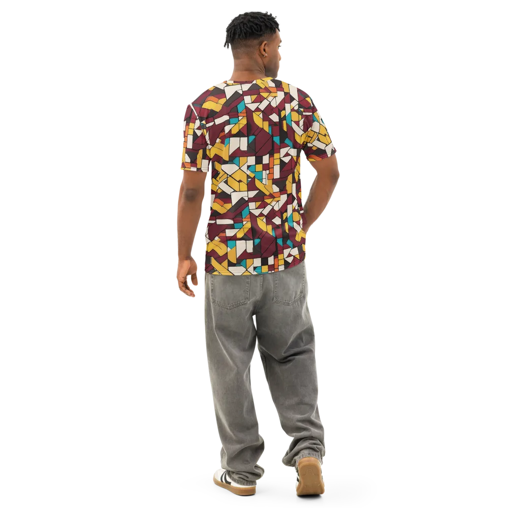 Carmine Circuit on Men's Cotton Crew Neck T-Shirt — Back