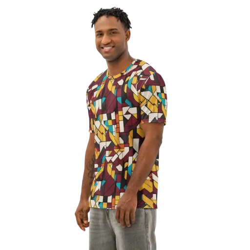 Carmine Circuit on a Men's Cotton Crew Neck T-Shirt