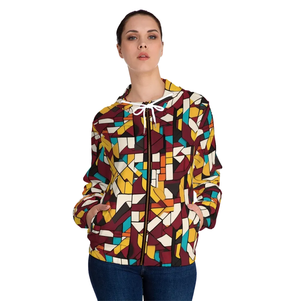 Carmine Circuit on Women's Full-Zip Hoodie — Front On Person