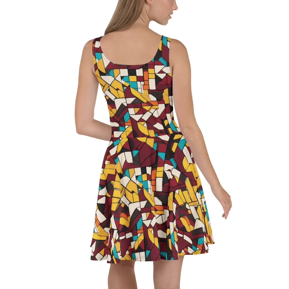 Carmine Circuit on Skater Dress — Back