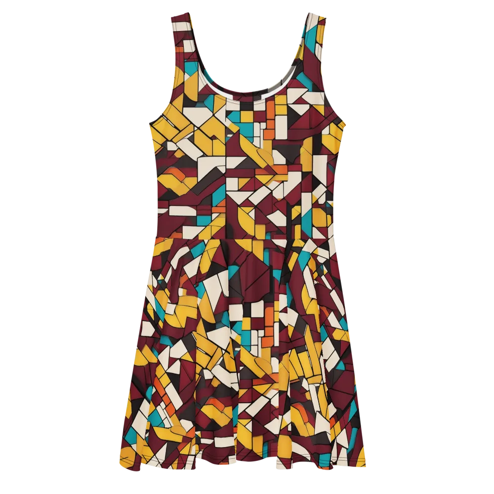 Carmine Circuit on Skater Dress — Front