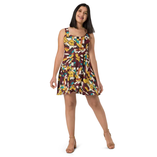 Carmine Circuit on a Skater Dress