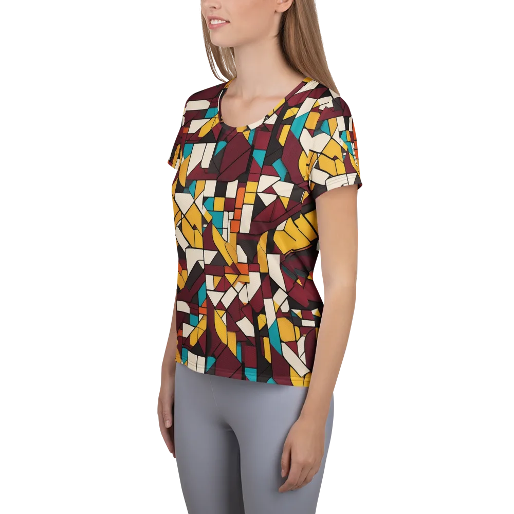 Carmine Circuit on Women's Athletic T-Shirt — Left