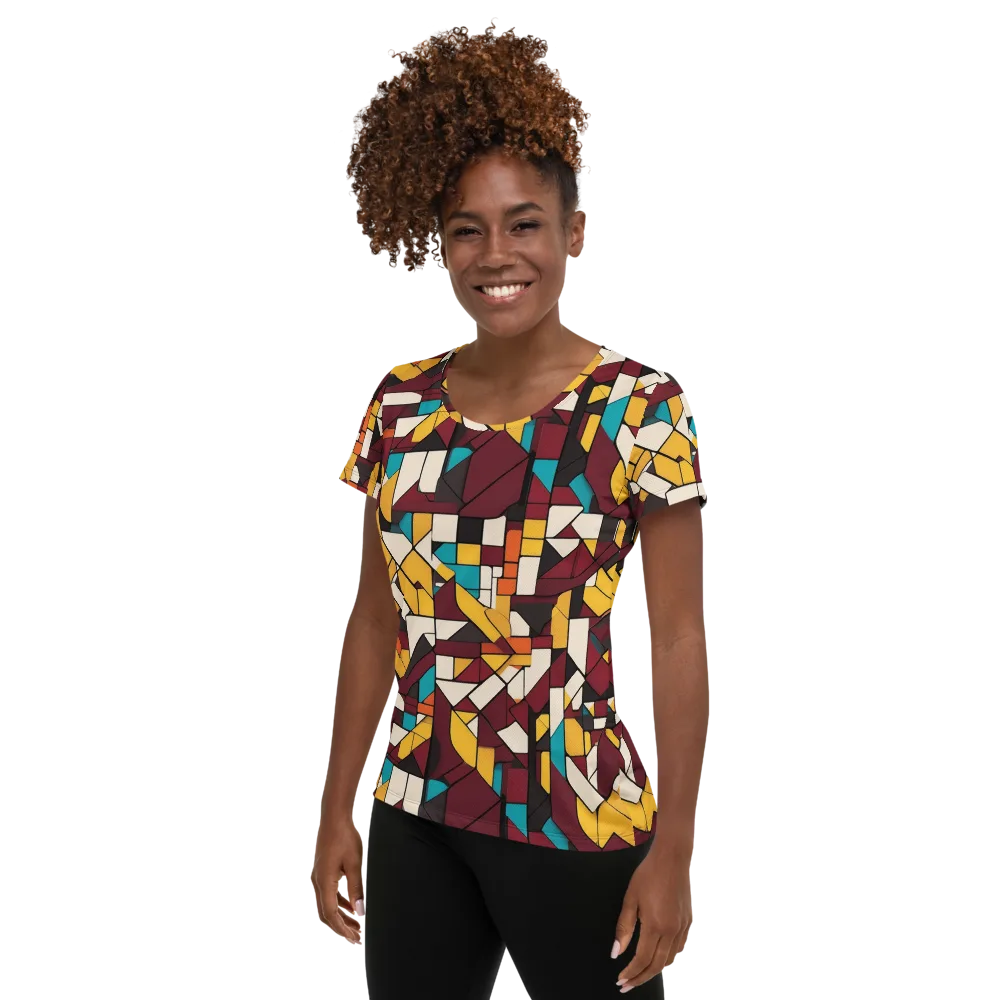 Carmine Circuit on Women's Athletic T-Shirt — Left