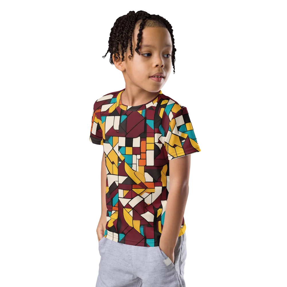Carmine Circuit on Kids Crew Neck T-Shirt — Left Front