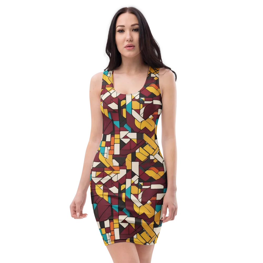 Carmine Circuit on Bodycon Dress — Front