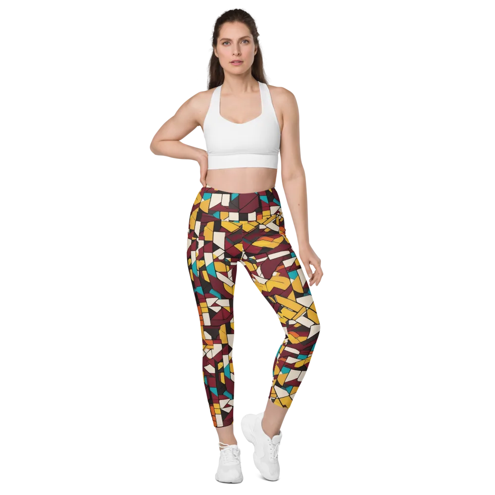 Carmine Circuit on Leggings with Pockets — Front