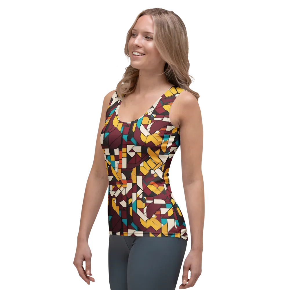 Carmine Circuit on Women's Tank Top — Left Front