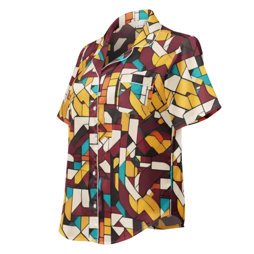Carmine Circuit on a Women's Short Sleeve Pajama Top