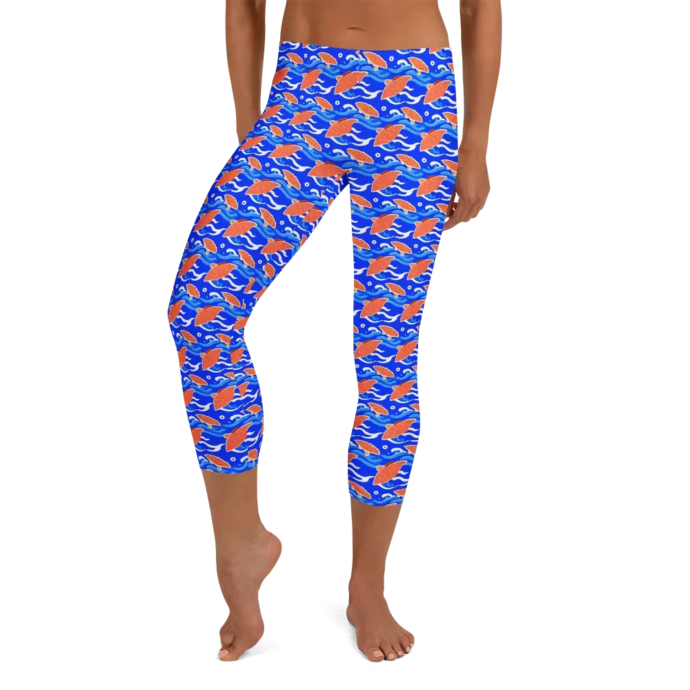 Neon River on Capri Leggings — Front