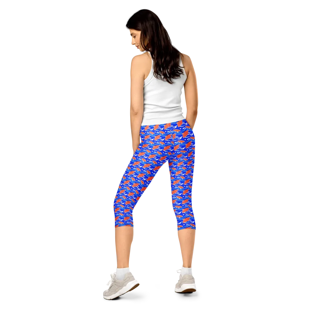 Neon River on Capri Leggings — Back