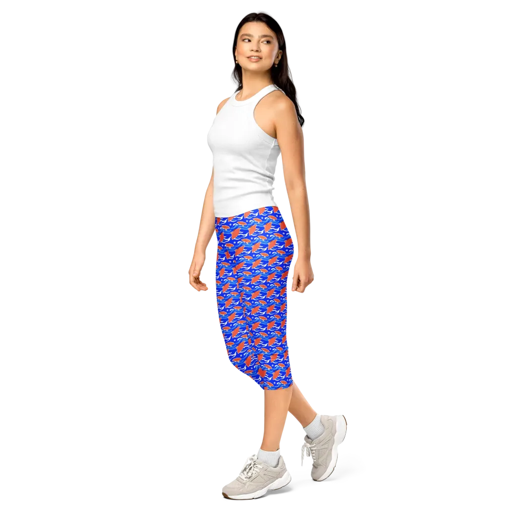 Neon River on Capri Leggings — Left Front