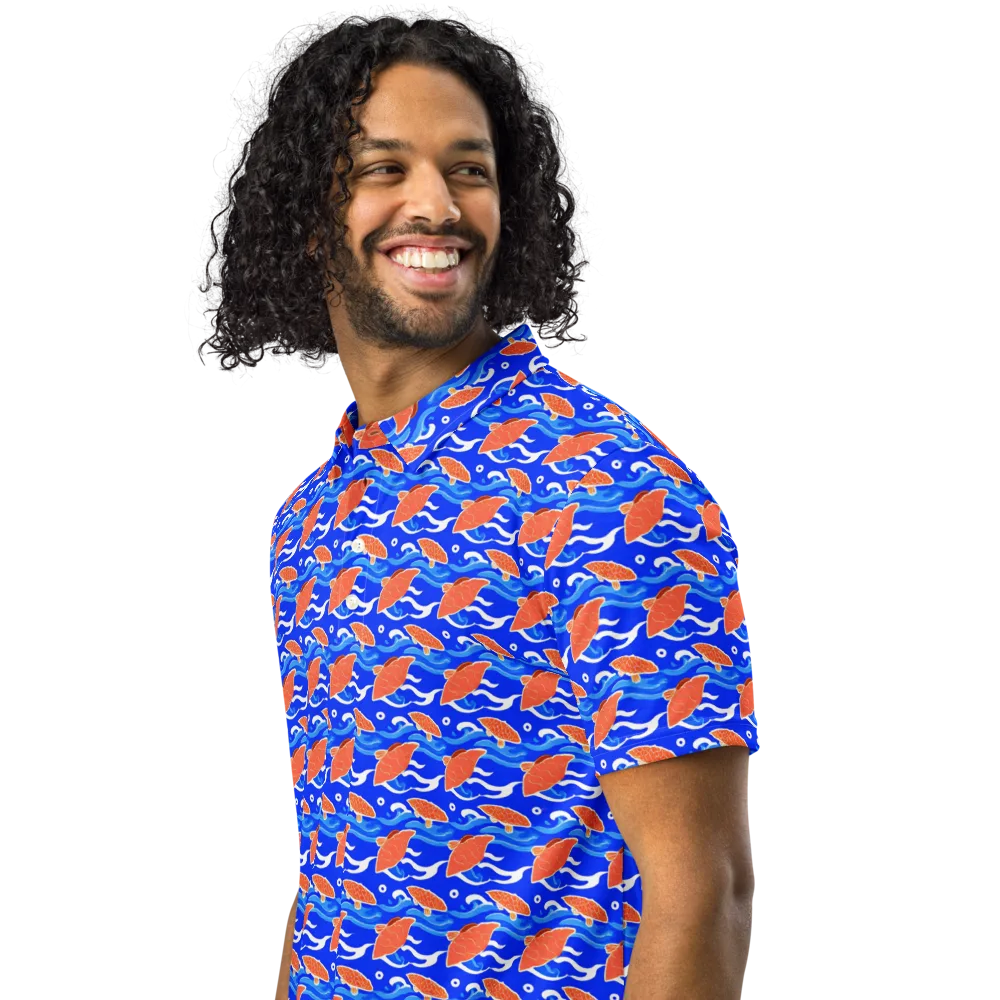 Neon River on Men's Slim Fit Polo Shirt — Left Front